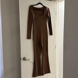 Square Neck Flare Leg Bodysuit